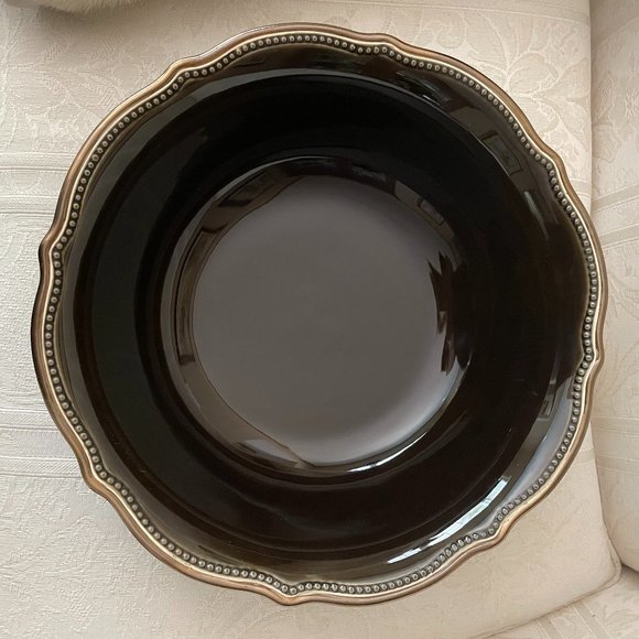 Pottery Barn Dining Pottery Barn Serving Bowl Bronze Gold Beaded